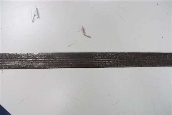 A fullered steel sword, length 37.5in.